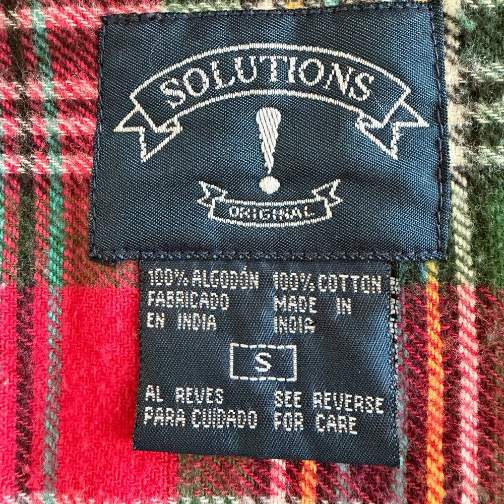 VINTAGE 80s Solutions Patchwork Plaid Flannel But… - image 7